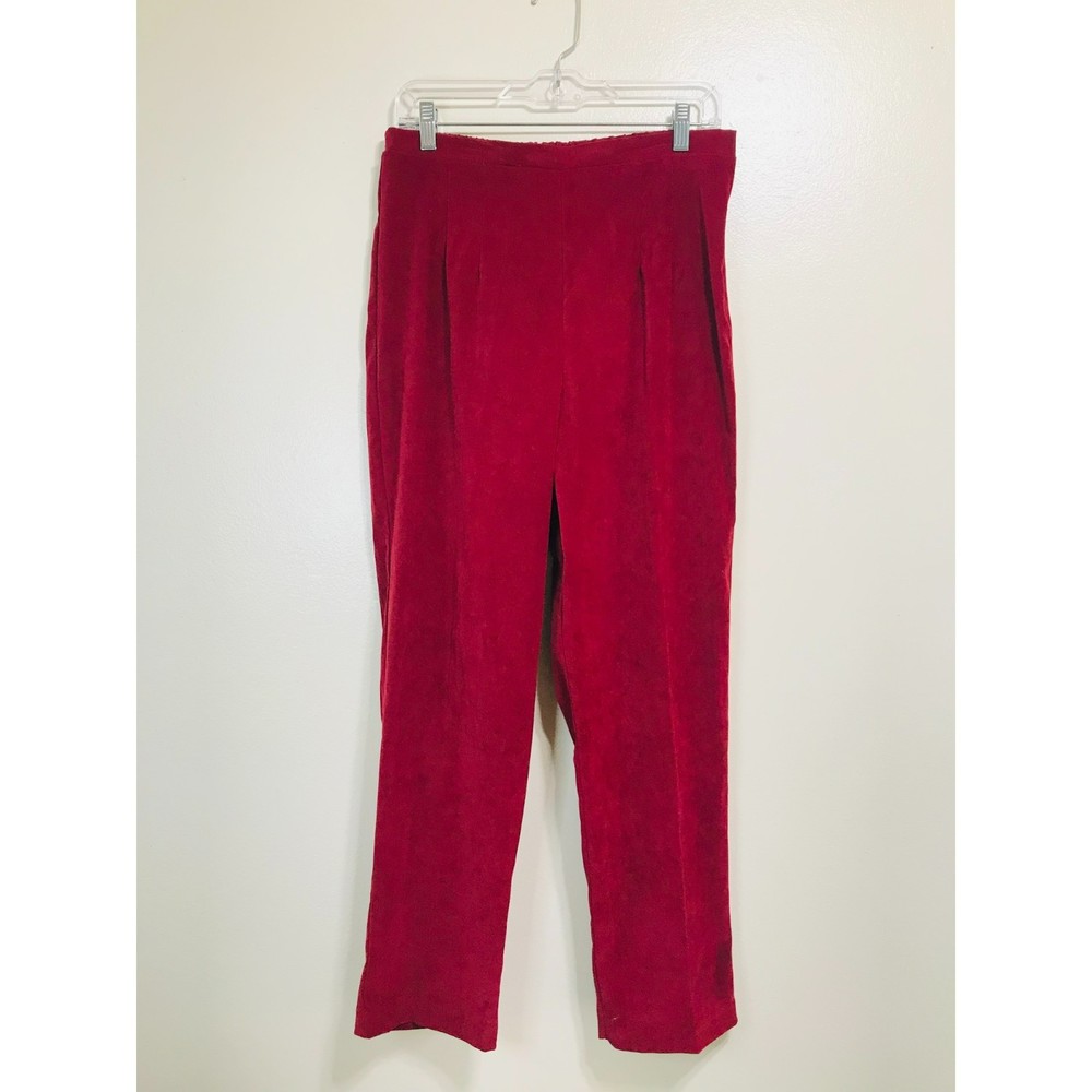 Sag Harbor Women's Front Pleated Velour Finish Dress Pants, Size 12